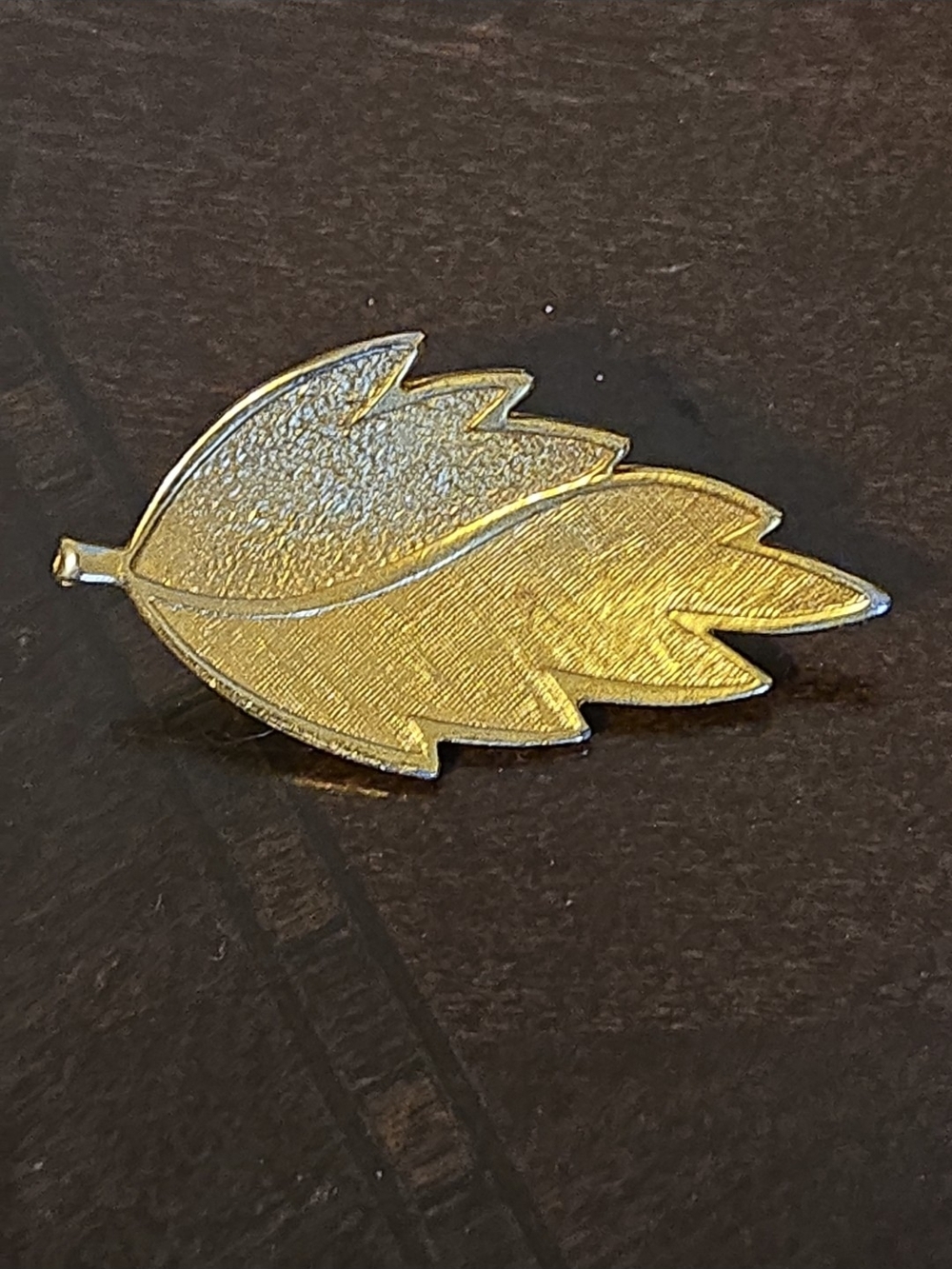Gold Toned Leaf Pin Brooch - Women Accessories